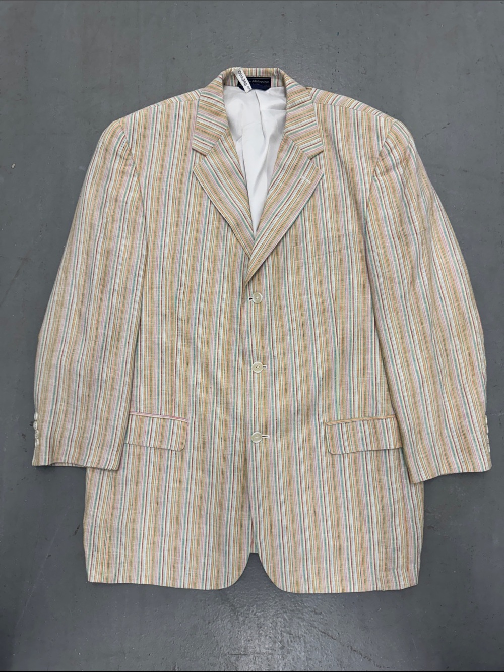 Haspel Men's Striped Multicolor Linen Blend Blazer 44L